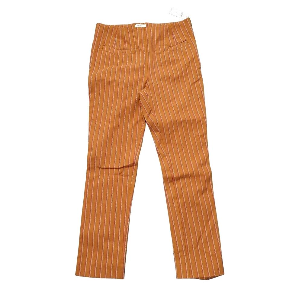 Anthropologie Pants Essential Slim Mango Striped Sz 4 NWT Trouser
